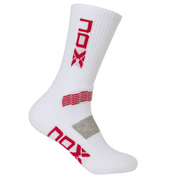 NOX CALCETINES MEDIA CAÑA TECNICOS HOMBRE BLANCOS LOGO VERTICAL AZUL 39-45 *Pack de 6 pares