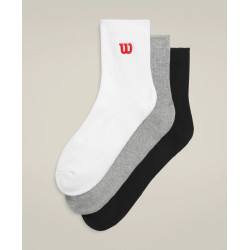 WILSON CALCETINES U QTR TOP PACK DE 3 BLANCO BRILLANTE/NEGRO