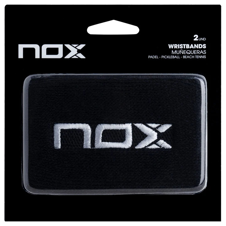 NOX MUÑEQUERAS NEGRAS LOGO BLANCO