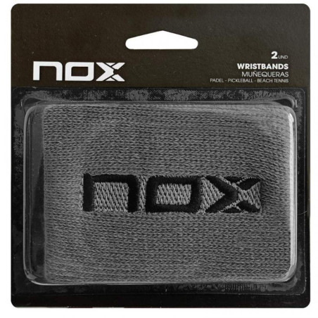 NOX  MUÑEQUERAS GRIS LOGO NEGRO