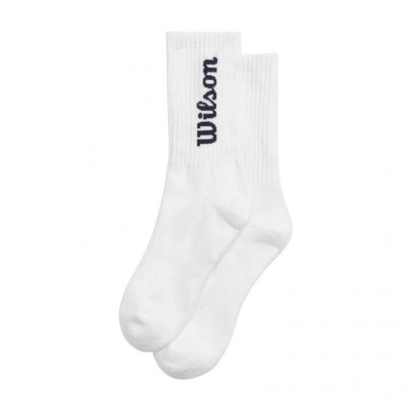 WILSON CALCETINES BLANCOS LOGO AZUL MARINO