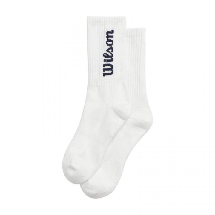 WILSON CALCETINES BLANCOS LOGO AZUL MARINO